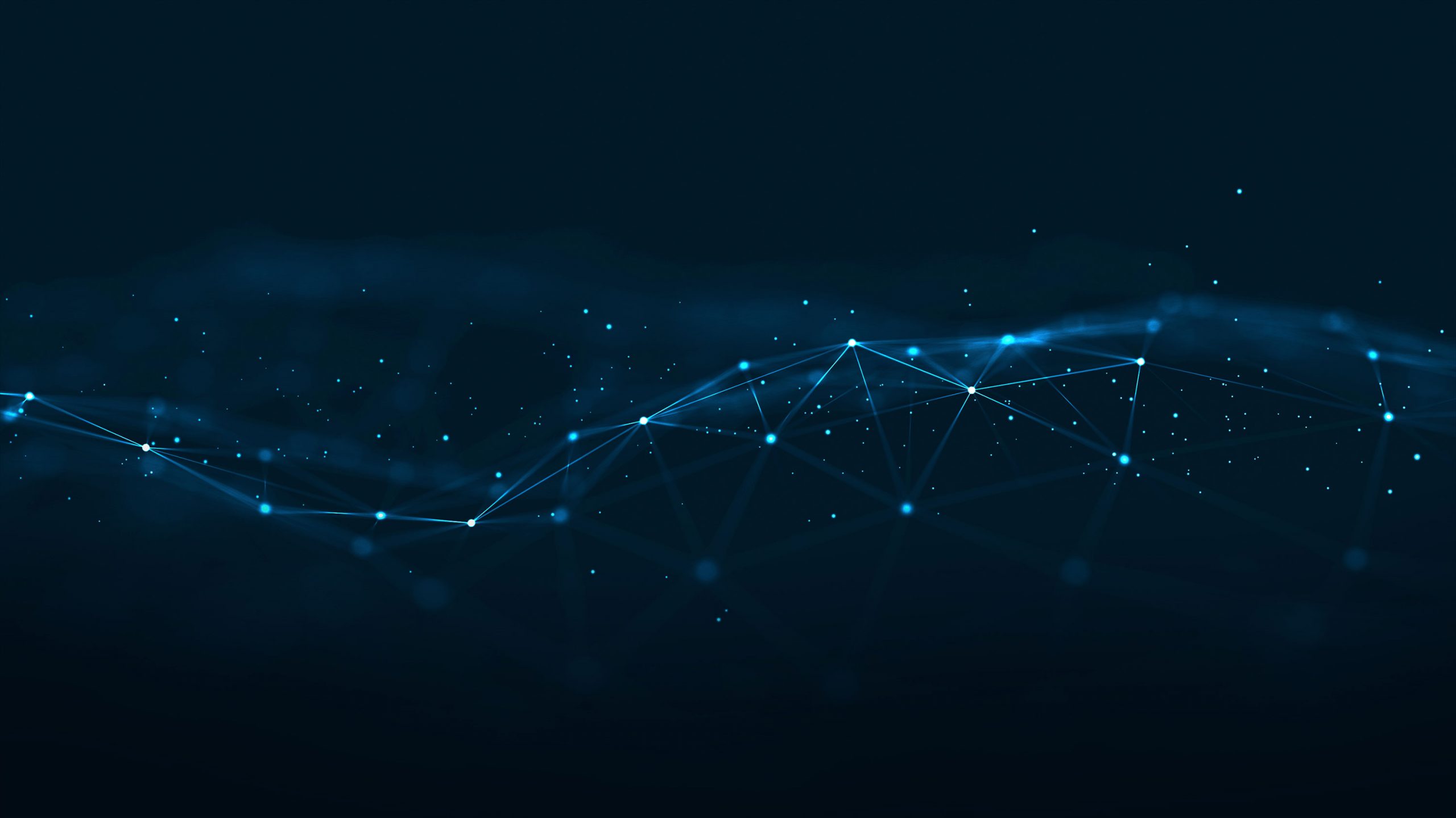 glowing blue lines and dots on a deep navy background